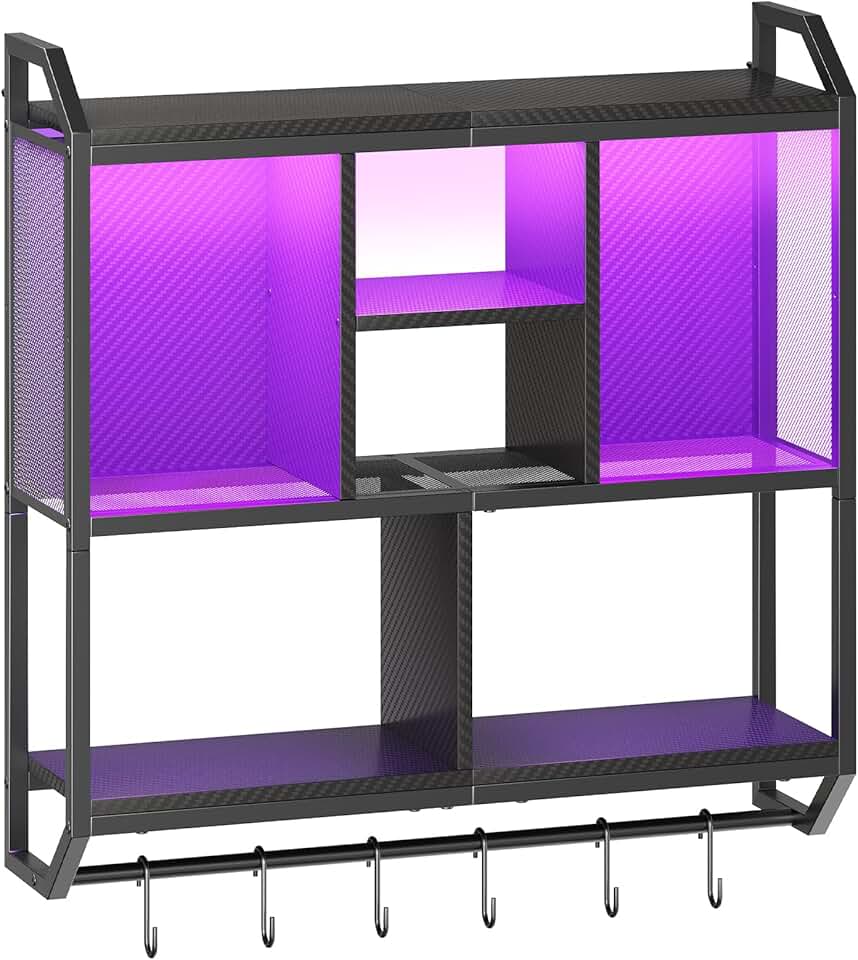 28.7" LED Wall Mounted Floating Shelf with Hooks