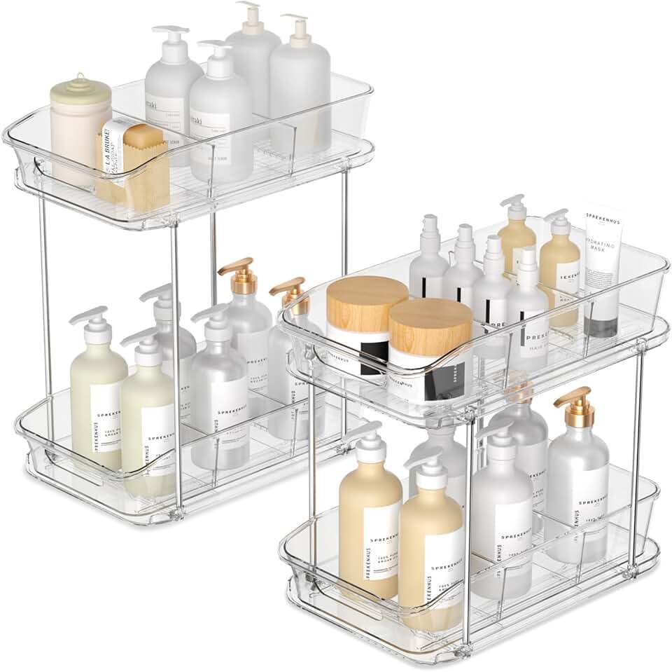 Two-Tier Pull-Out Storage Organizer for Cabinets