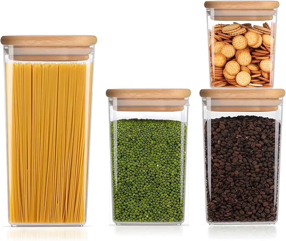 Square Clear Food Storage Container with Bamboo Lid