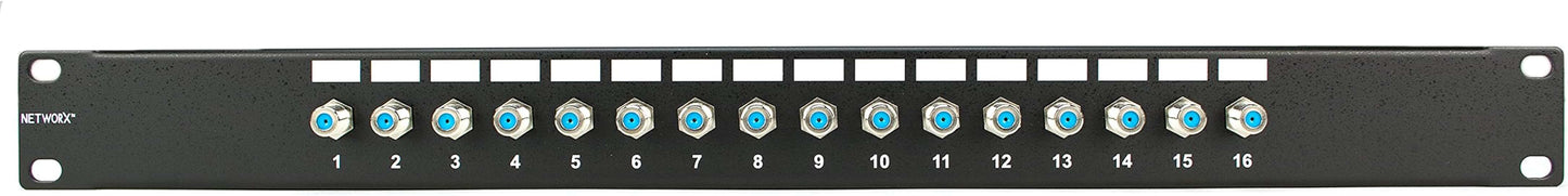 16-Port Coaxial Patch Panel for F-Connectors