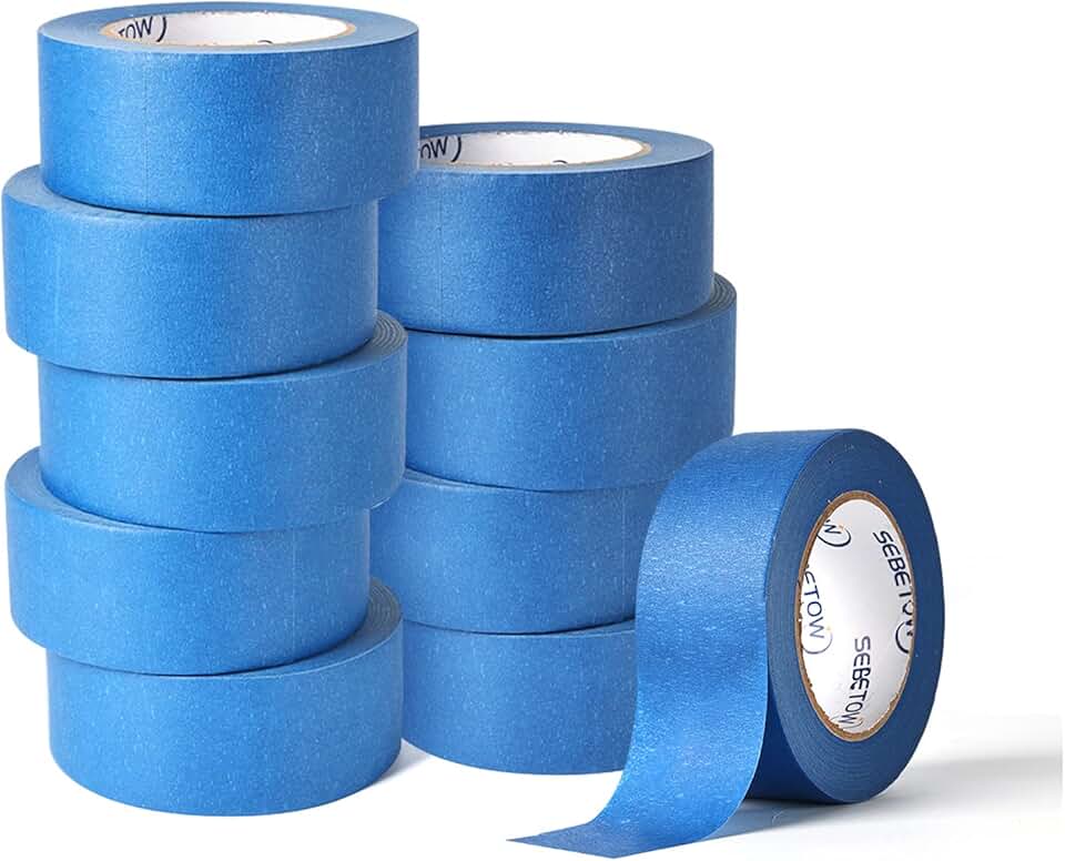 10 Rolls of 2-Inch Blue Painter Tape for Walls