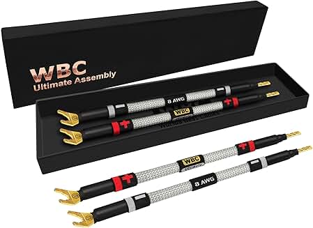 4 Pack 8-Inch 8 AWG OFC Speaker Jumper Cables