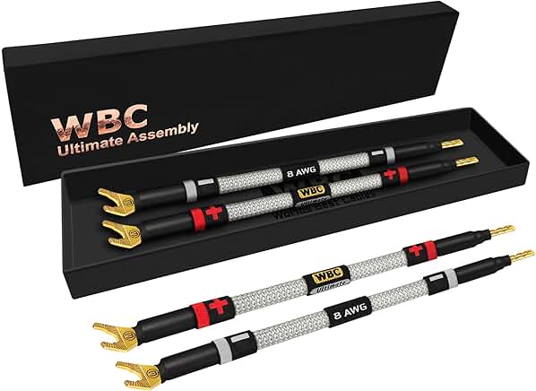4 Pack 8-Inch 8 AWG OFC Speaker Jumper Cables