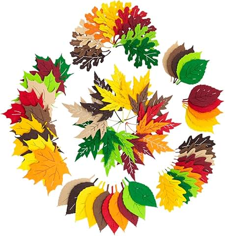Summer Ray 60 Felt Leaf Embellishments in Autumn Shades