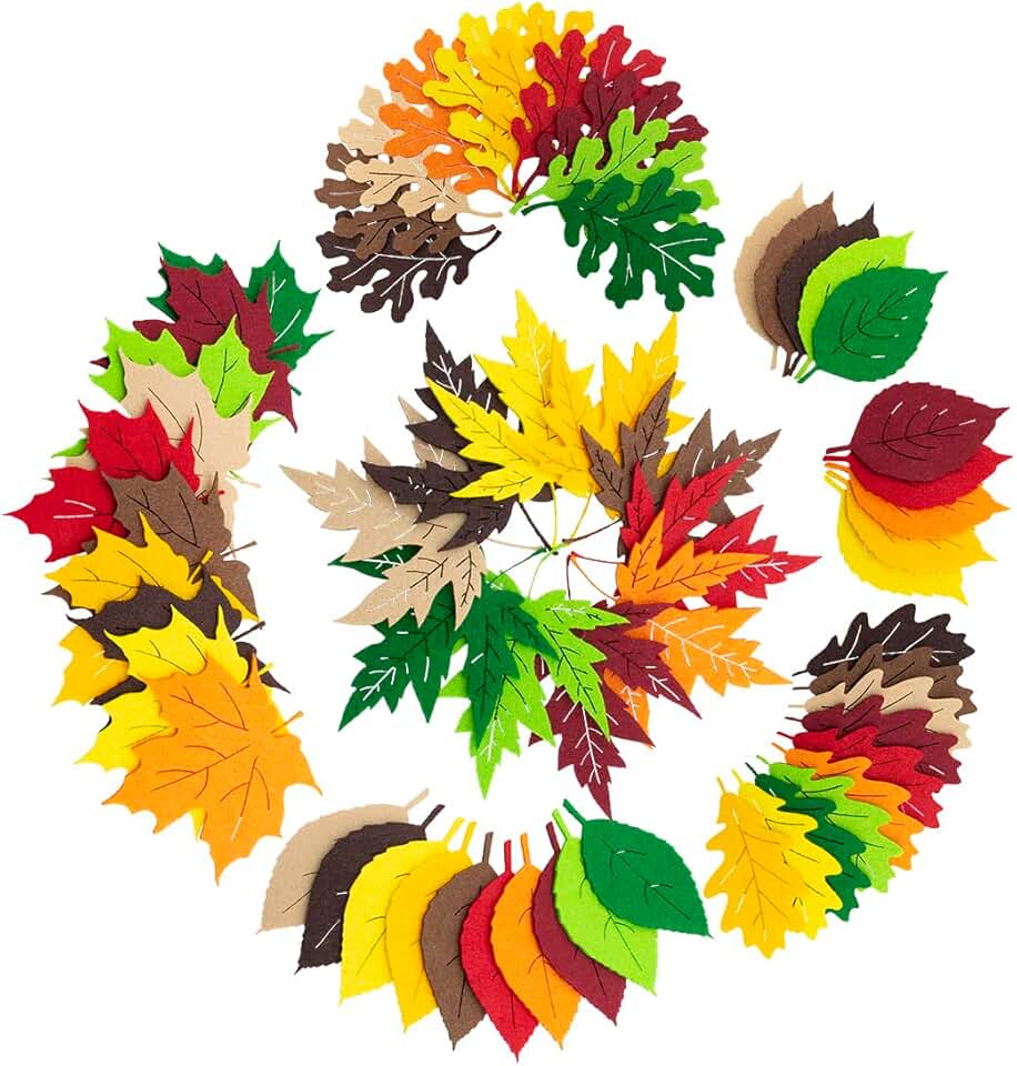 Summer Ray 60 Felt Leaf Embellishments in Autumn Shades