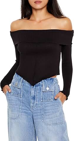 Women's V-Hem Off-Shoulder Crop Top