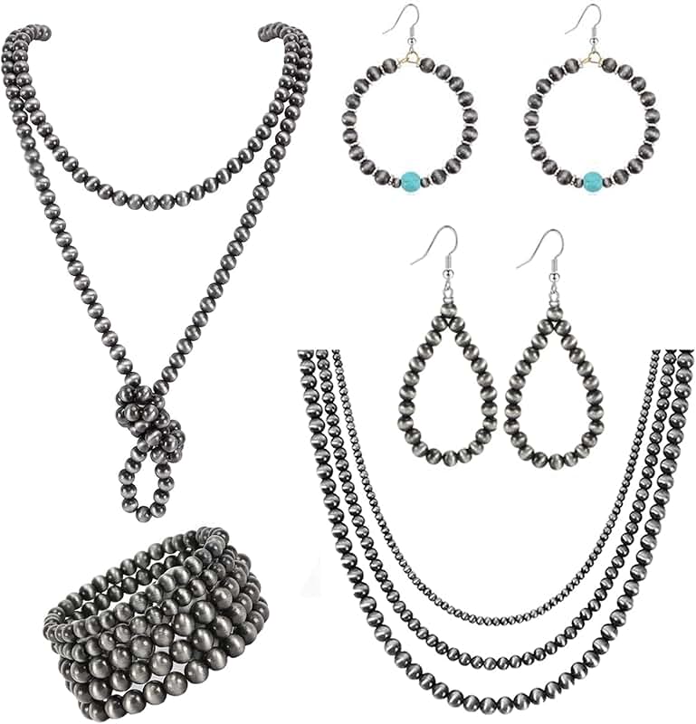 Set of five western beaded jewelry pieces for women