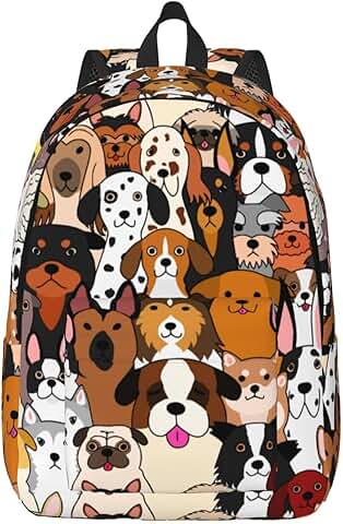 Cute Dog Print Backpack for Travel and Daily Use