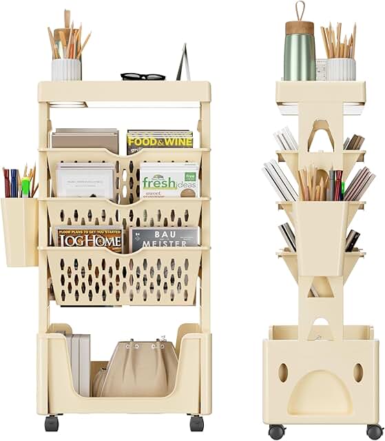 Five-Tier Mobile Storage Cart for Classroom and Office