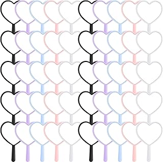 50 Heart-Shaped Portable Handheld Mirrors for Travel and Makeup