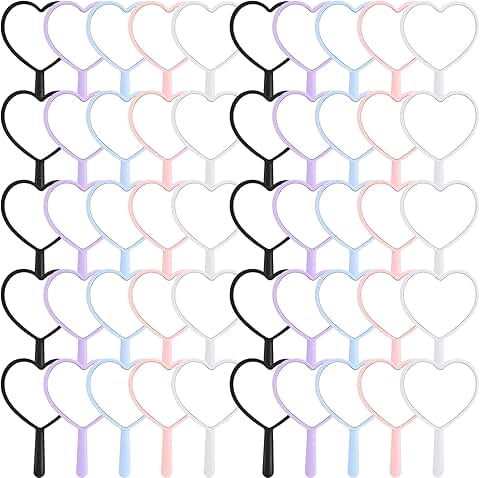 50 Heart-Shaped Portable Handheld Mirrors for Travel and Makeup