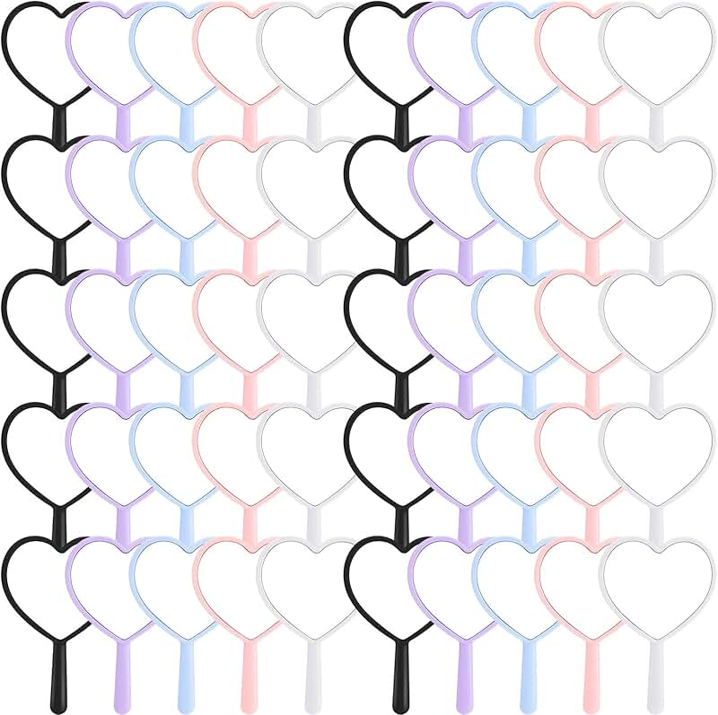 50 Heart-Shaped Portable Handheld Mirrors for Travel and Makeup