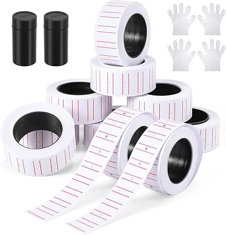 Price Tag Gun Label Stickers Kit with 10 Rolls and Ink