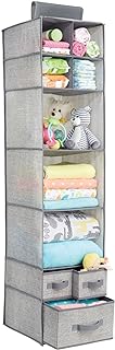 Fabric Hanging Closet Organizer with 7 Shelves and 3 Drawers