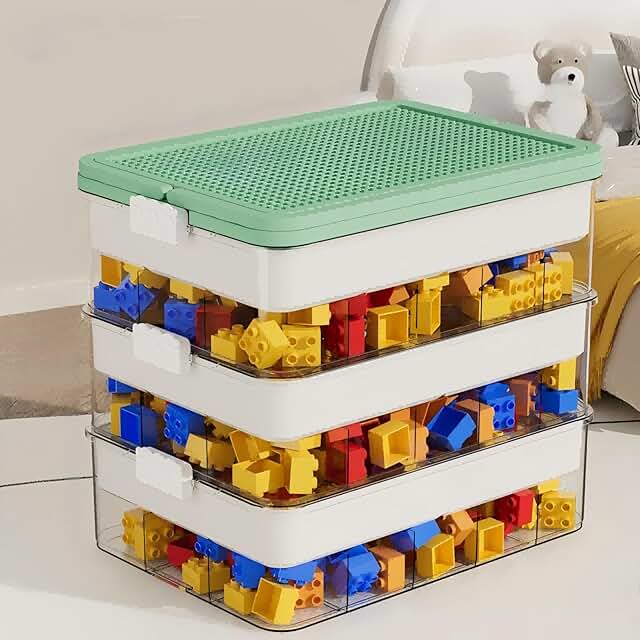 3-Tier Green Storage Box with Lids