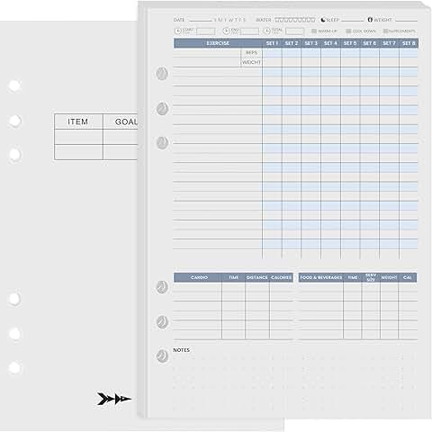 Workout Tracker Planner Refills for Fitness Journal