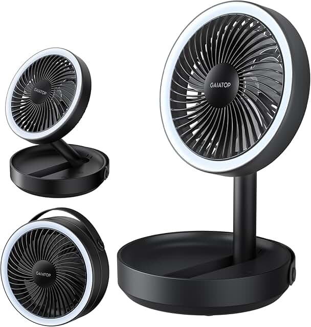 Foldable Portable Desk Fan with LED Light