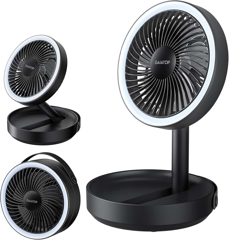 Foldable Portable Desk Fan with LED Light