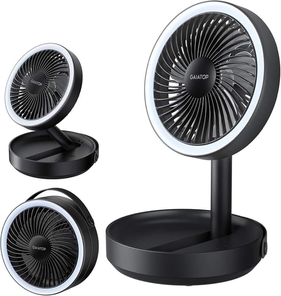 Foldable Portable Desk Fan with LED Light