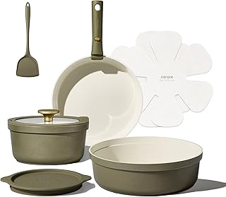 9-Piece Ceramic Cookware Set with Detachable Handles