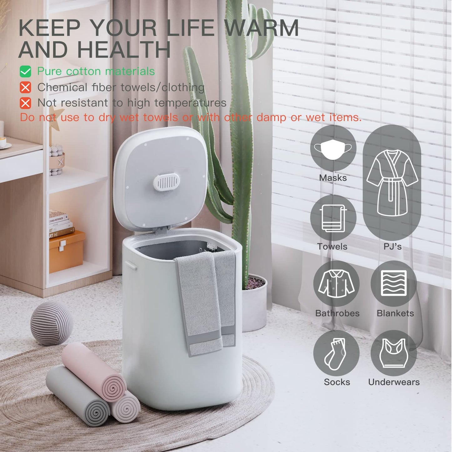 Towel Warmer Bucket, 26L Large Hot Towel Warmer with LED Display, Heat Timer 20/40/ 60 Min Adjustable, Up to 24 Hour Delay Timer, Fits Up to Two Oversized Towels  PJ, Bathrobe, Towel, Blanket