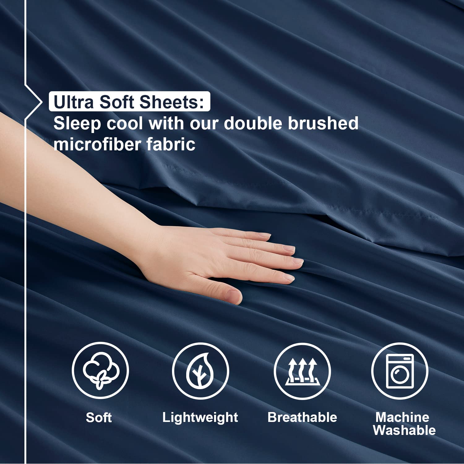 Split King Sheets Sets for Adjustable Bed  5 Piece Split King Sheet Set, Double Brushed Split King Sheets, Hotel Navy Blue Sheets, Extra Soft Bedding Sheets  Pillowcases