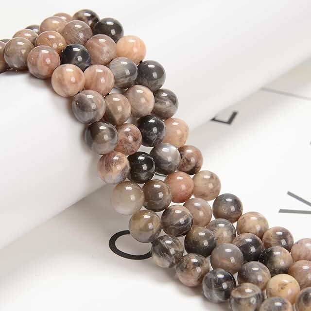 75pcs 10mm Black Moonstone Beads for Jewelry Making