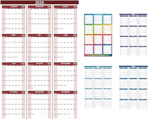 Large Vertical 2026 Wall Calendar with Julian Dates