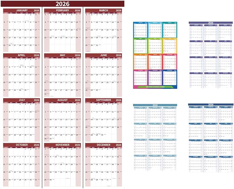 Large Vertical 2026 Wall Calendar with Julian Dates