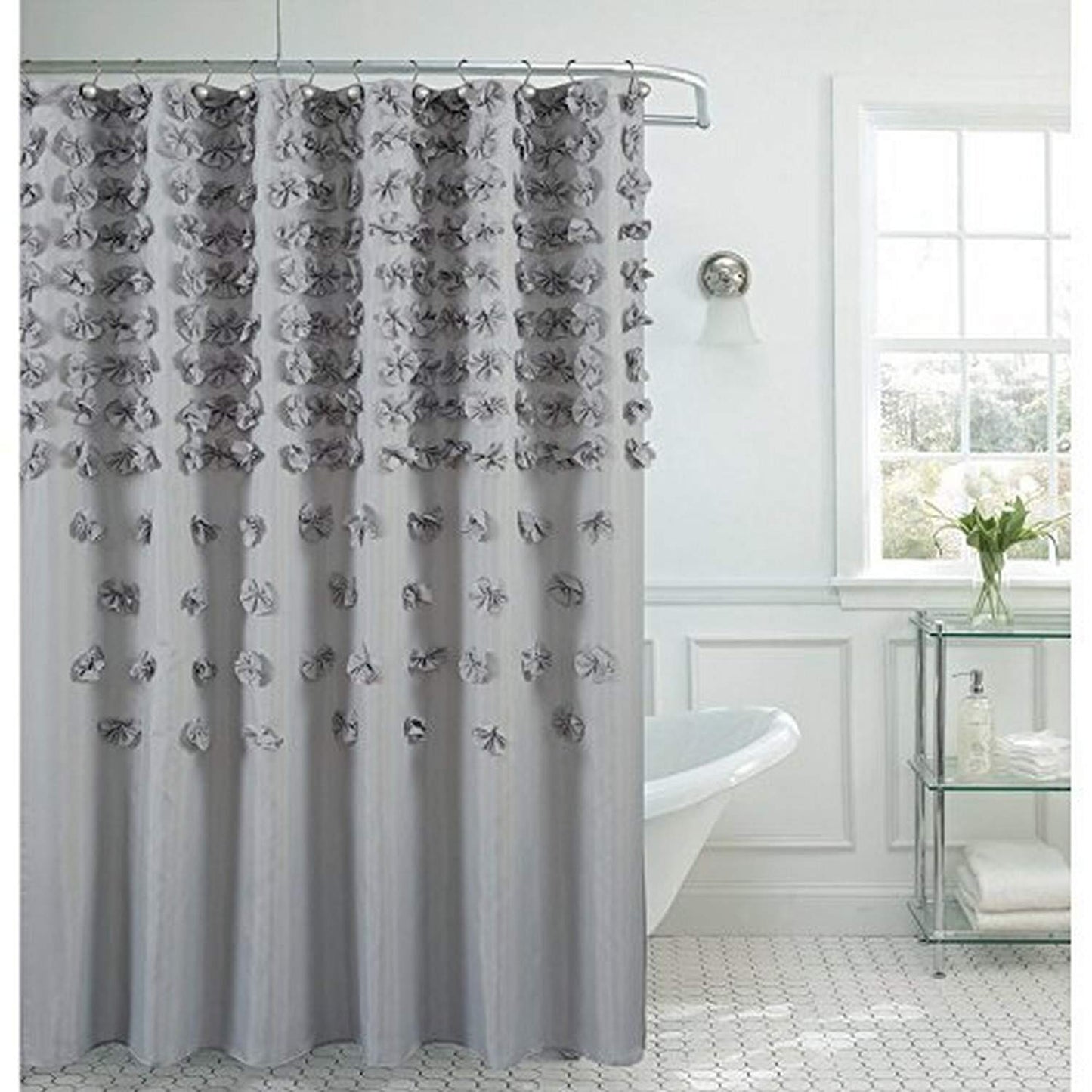Farfalle Shower Curtain, Silver