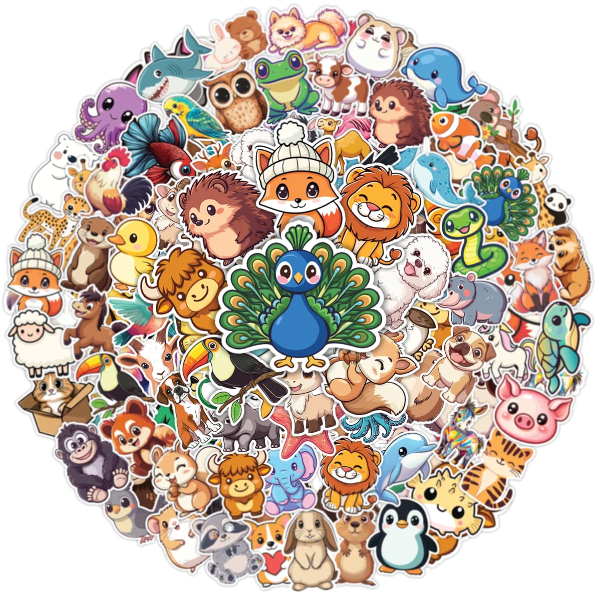 100 Cute Animal Stickers for Kids Waterproof Decals