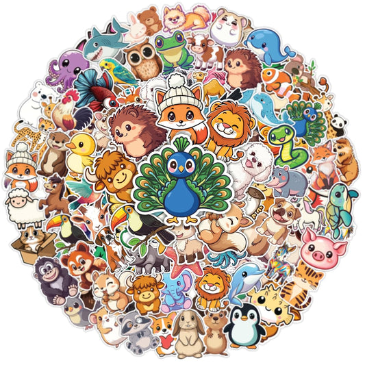 100 Cute Animal Stickers for Kids Waterproof Decals