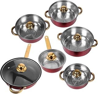 Nonstick Stainless Steel Cookware Set with Gold Handles