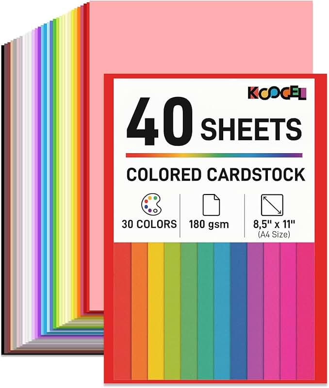 40 Sheets Colored Cardstock for Crafts and Scrapbooking