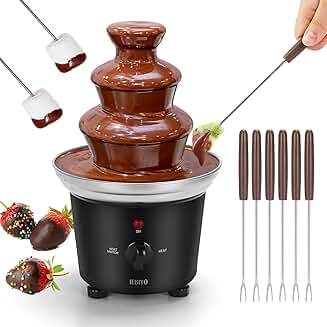 Electric chocolate fondue fountain with 6 forks and 3 tiers