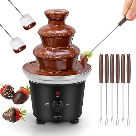 Electric chocolate fondue fountain with 6 forks and 3 tiers