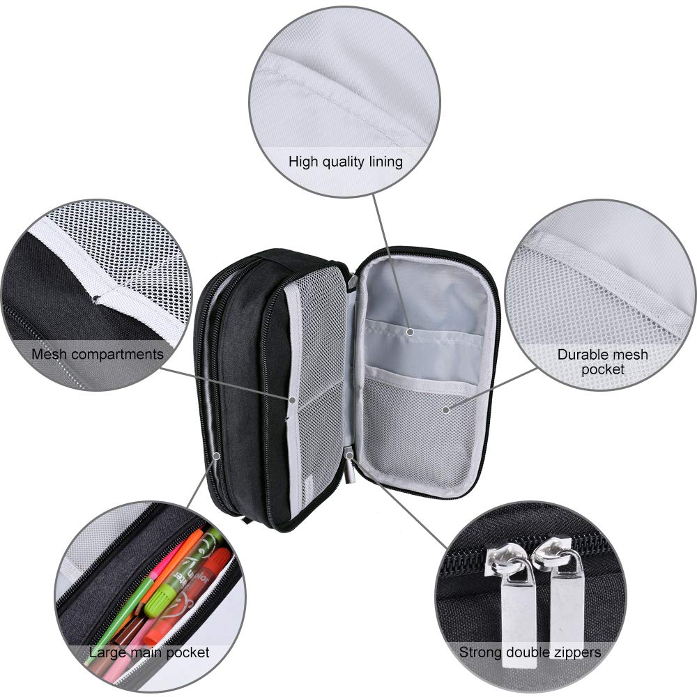Large Capacity Multi-Compartment Pencil and Makeup Bag