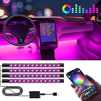 LED Interior Car Lights with APP Control and USB Port