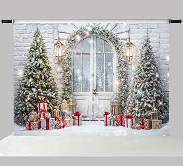 10x6.5ft Christmas Tree Photo Backdrop with Snowflakes