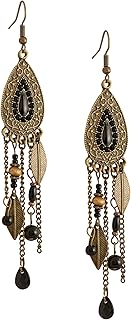 Bohemian Leaf and Feather Dream Catcher Earrings