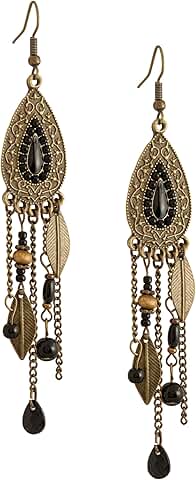 Bohemian Leaf and Feather Dream Catcher Earrings
