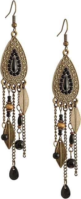 Bohemian Leaf and Feather Dream Catcher Earrings