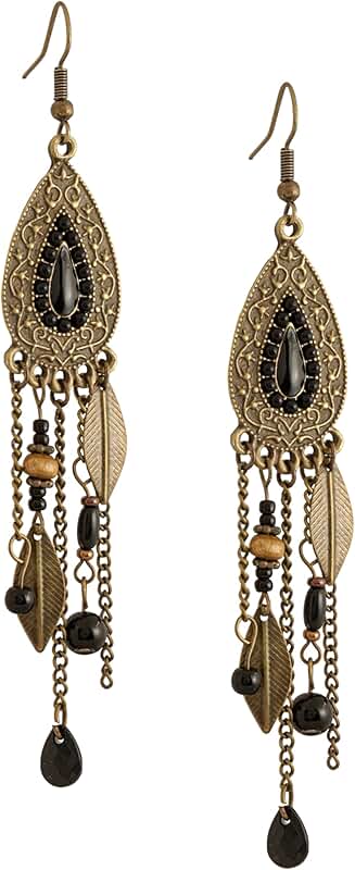 Bohemian Leaf and Feather Dream Catcher Earrings