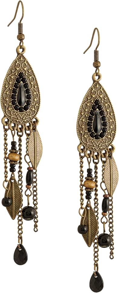 Bohemian Leaf and Feather Dream Catcher Earrings