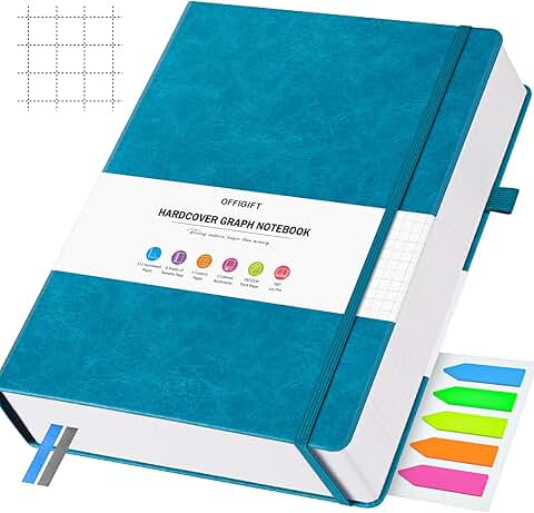 Blue hardcover graph paper notebook with 312 pages