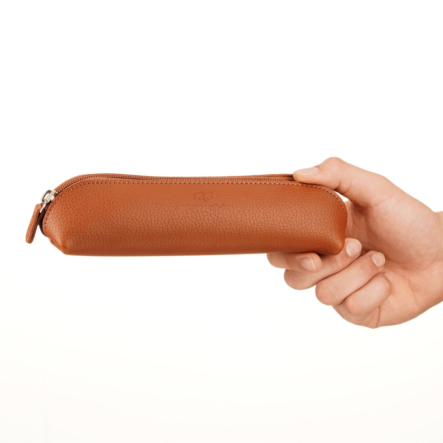 Leather Pencil Case with Zip in Three Colors