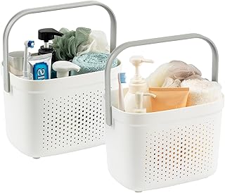 Portable Shower Caddy Basket, 2 Pack, Plastic Organizer, Grey