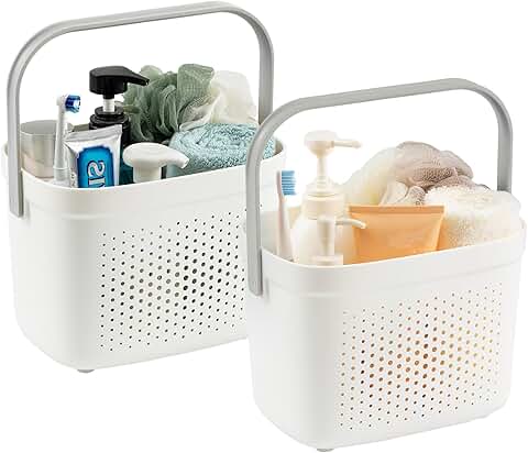 Portable Shower Caddy Basket, 2 Pack, Plastic Organizer, Grey