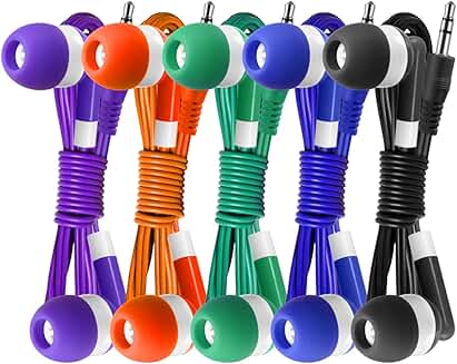 Bulk Pack of 100 Assorted Color Earbuds for Schools and More