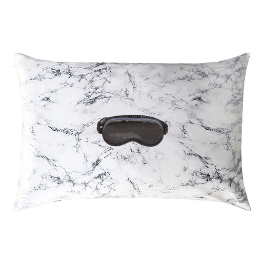 Silk Beauty Sleep  Marble  Charcoal Set  Mu erry Silk 22 Momme Queen Size Silk Pillowcase 20" x 30") with Silk  Soft, Comfortable  Lightweight Silk  Pillowcase